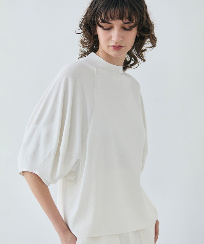 BEIGE 【洗える】NADIA / ボリュームスリーブ半袖ボトルネックニット ECRU 32 BEIGE 【洗える】NADIA / ボリュームスリーブ半袖ボトルネックニット ECRU 32