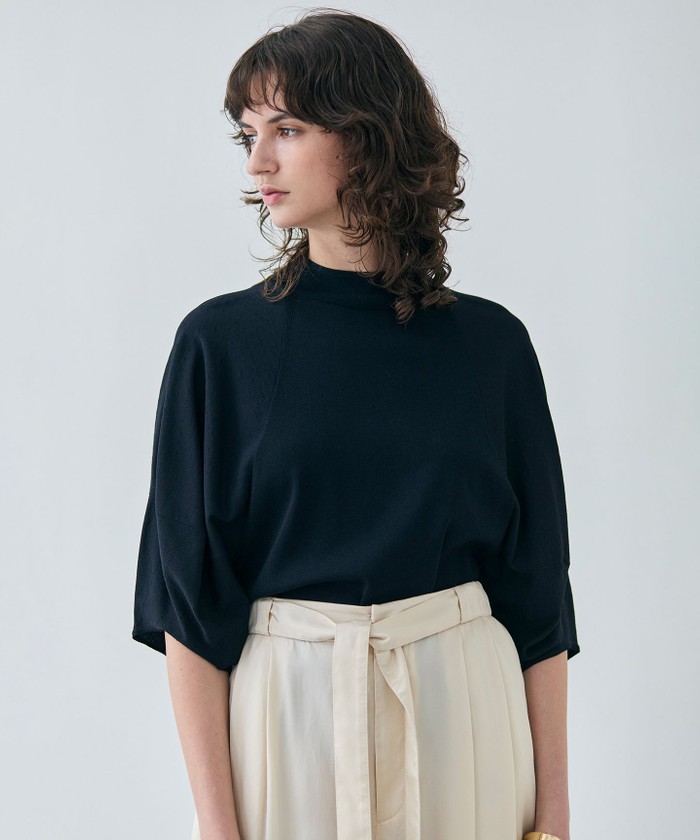 BEIGE 【洗える】NADIA / ボリュームスリーブ半袖ボトルネックニット NAVY 32 BEIGE 【洗える】NADIA / ボリュームスリーブ半袖ボトルネックニット NAVY 32