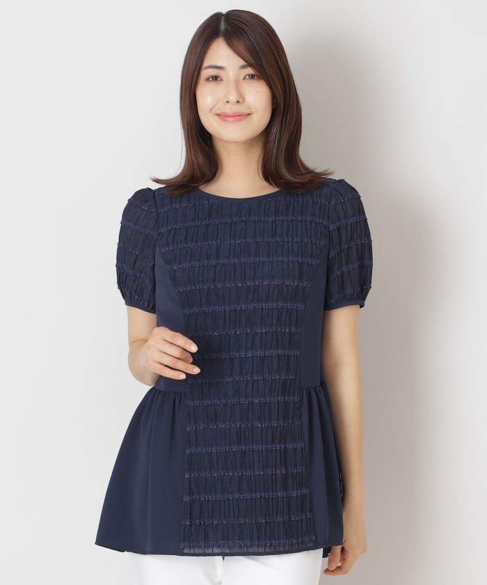 近年モデル✨トゥービーシック　リネンミックスツイル ブラウス　ブルー ブルー系｜シャツ・ブラウス｜TO BE CHIC(トゥー ビー シック