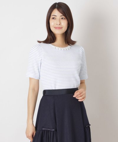 ふくれジャカード ボーダーニット