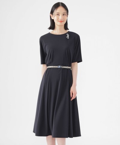 【ウォッシャブル】【接触冷感】スムースフレアラインワンピース