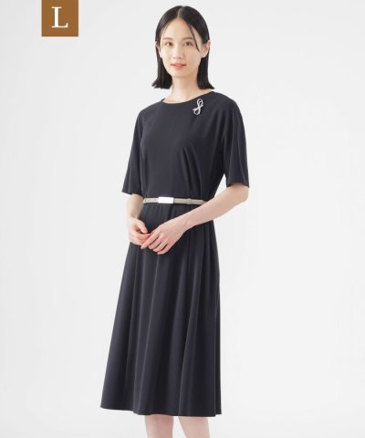 【L】【ウォッシャブル】【接触冷感】スムースフレアラインワンピース