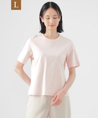 【L】【ウォッシャブル】コンパクトコットンポンチクルーネックカットソー