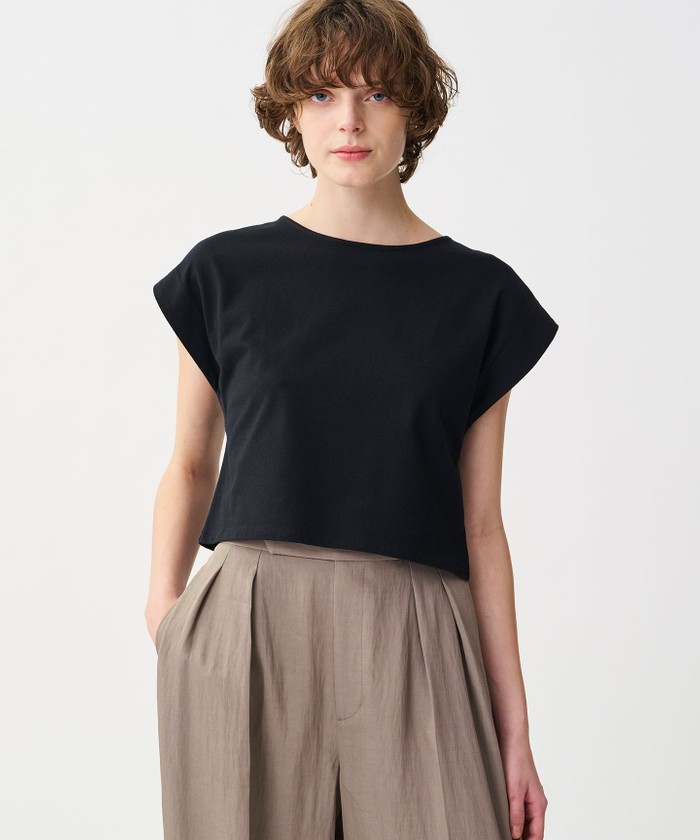 UNCRAVE 【洗濯機洗い可】プレーンストレッチ ショートトップス ブラック F UNCRAVE 【洗濯機洗い可】プレーンストレッチ ショートトップス ブラック F