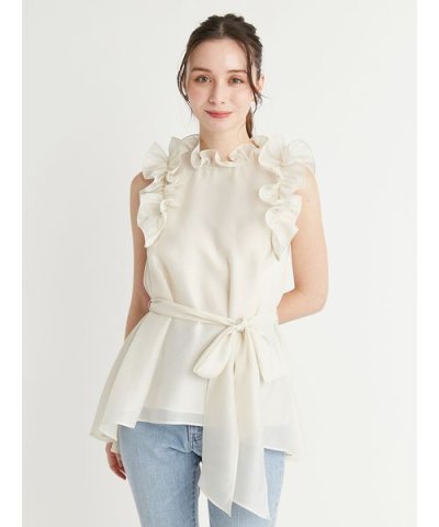 Aラインフレアラッフルブラウス