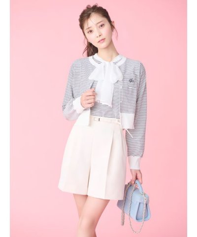 ベルト付きハイウエストショートパンツ