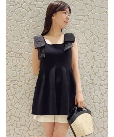 リボンショルダーペプラムニットプルオーバー