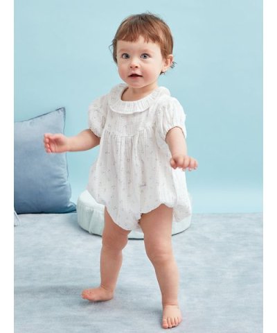 【販路限定】【BABY】リトルフラワー柄ガーゼロンパース