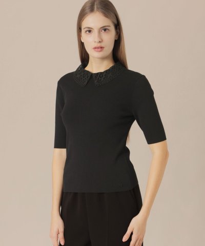 レースカラーコンビニットプルオーバー