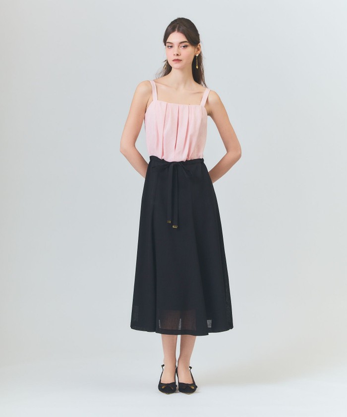 GRACECONTINENTAL リネンライクバイカラーワンピース ピンク 38 GRACECONTINENTAL リネンライクバイカラーワンピース ピンク 38