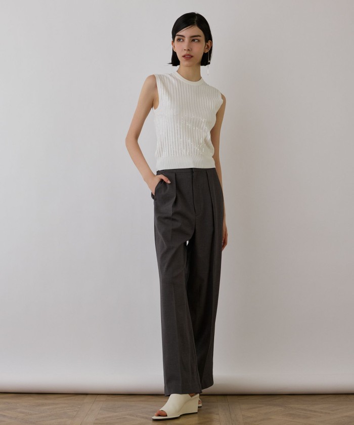 GRACECONTINENTAL スパンコールニットノースリーブ ホワイト 36 GRACECONTINENTAL スパンコールニットノースリーブ ホワイト 36