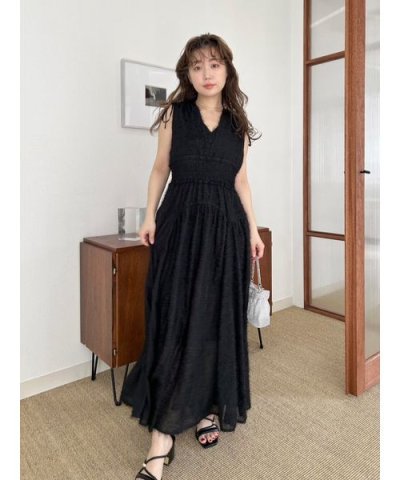 【限定カラー】【WEB限定00サイズ】フリンジジャガードシャーリングワンピース
