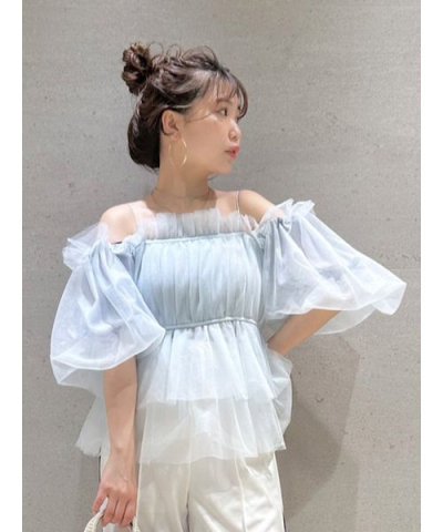 【WEB限定カラー】3wayペプラムチュールブラウス