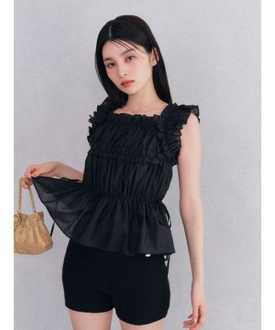 【WEB限定カラー】シャーリングフリルブラウス
