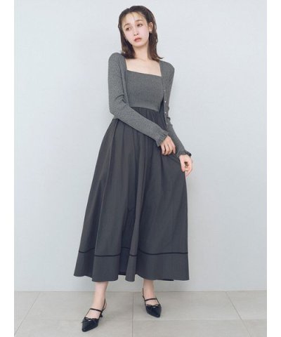 【WEB限定カラー】【WEB限定00サイズ】ニットビスチェ切り替えワンピース/ハ