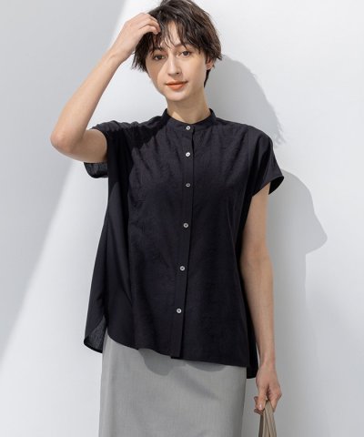 【洗える】エンブロイダリー コンビ ブラウス