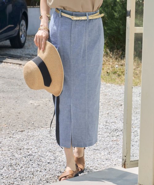 カタログ掲載・洗える】コットンリネンシャンブレー スカート  