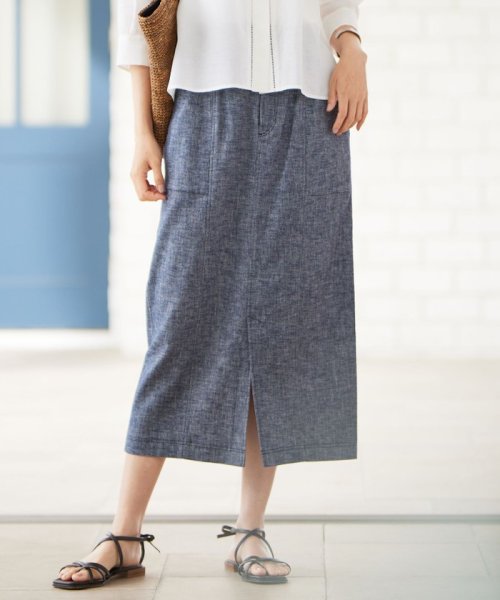 カタログ掲載・洗える】コットンリネンシャンブレー スカート  
