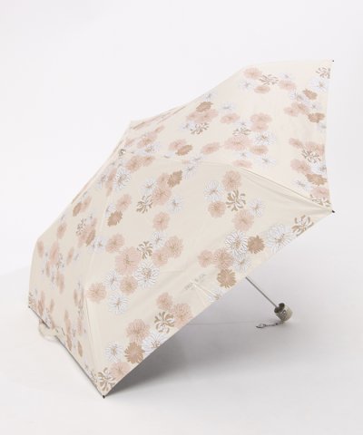 晴雨兼用日傘 折りたたみ傘 総柄クリザンテーム 1級遮光/遮熱 UV/軽量