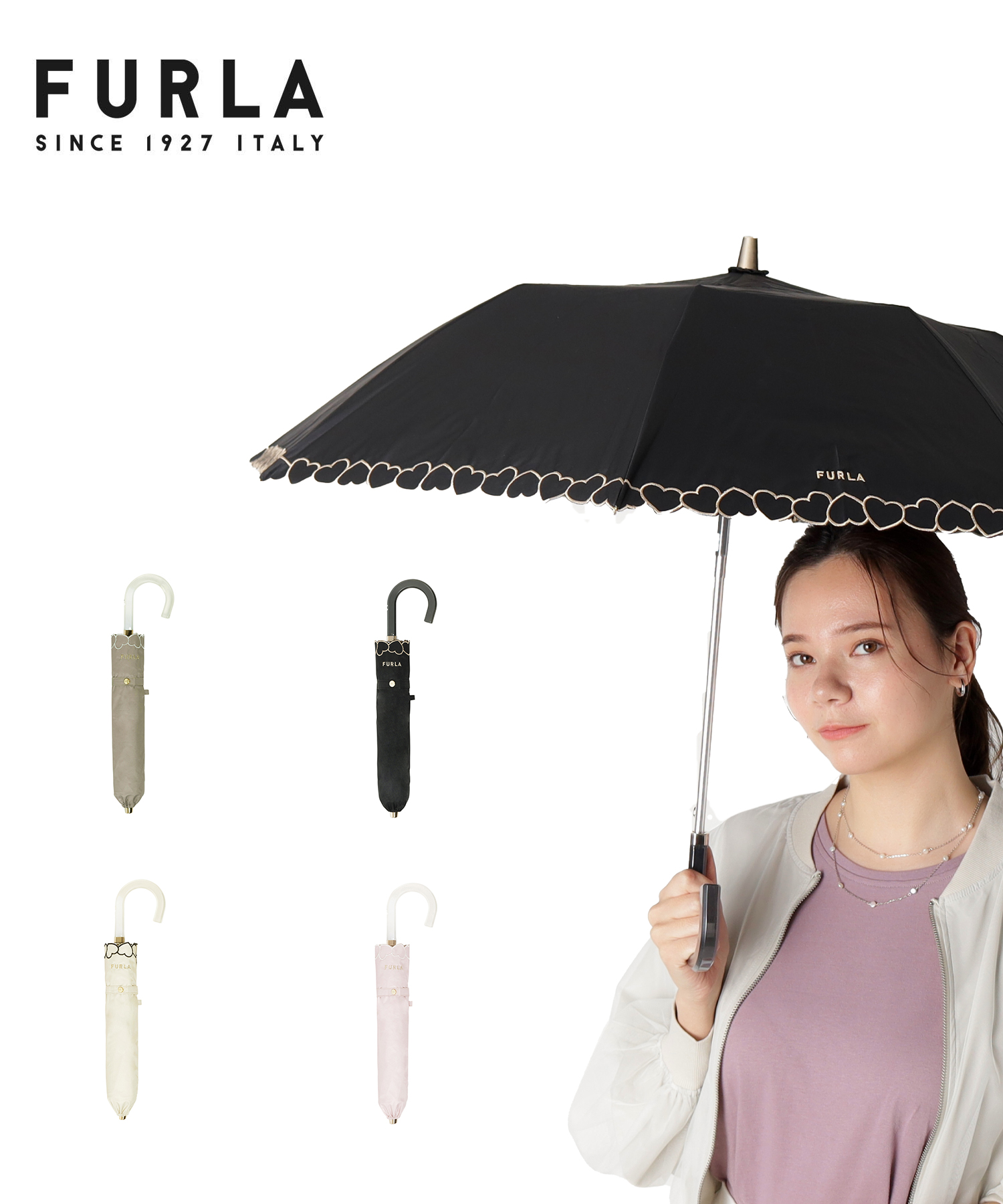 FURLA 傘 晴雨兼用日傘 バイカラーキルティングステッチ