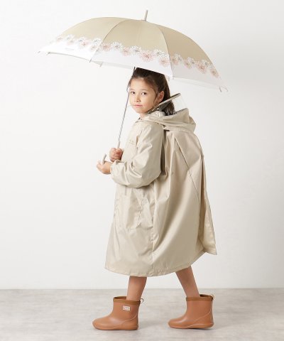 子供傘 長傘 クリザンテーム 花柄 通学 UV 透明窓/ロゴ反射材使用 キッズ