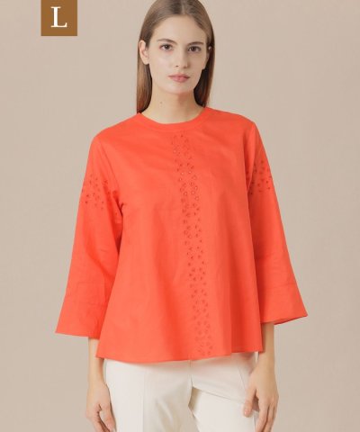 【L】コットンラミーエンブロイダリーブラウス