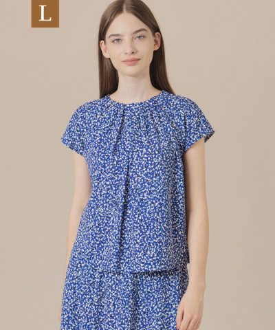 【L】ランダムドットプリントブラウス