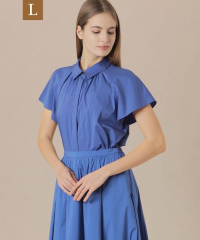 【L】コットンナイロンストレッチブラウス
