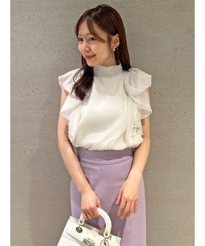 リボンスリーブオーガンシースルーブラウス