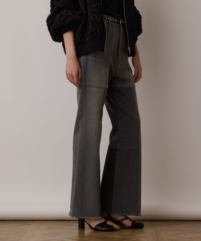 GRACECONTINENTAL パッチワークデニムパンツ グレー 36 GRACECONTINENTAL パッチワークデニムパンツ グレー 36