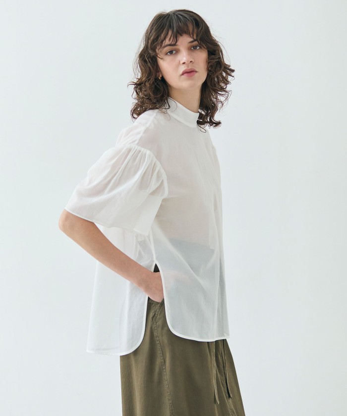 BEIGE 【洗える】PLUMERIA / コットンシアーパフスリーブブラウス WHITE 32 BEIGE 【洗える】PLUMERIA / コットンシアーパフスリーブブラウス WHITE 32