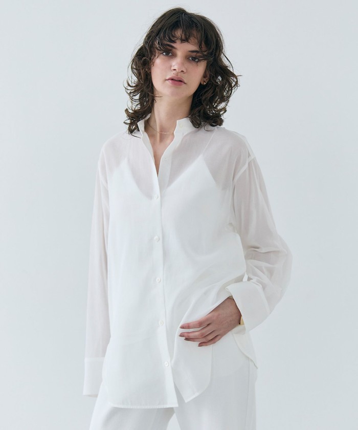 BEIGE 【洗える】PLUMERIA / コットンシアーバックボウタイブラウス WHITE 2 BEIGE 【洗える】PLUMERIA / コットンシアーバックボウタイブラウス WHITE 2