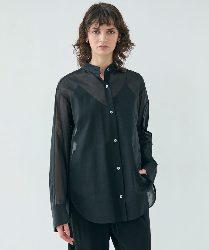 BEIGE 【洗える】PLUMERIA / コットンシアーバックボウタイブラウス BLACK 2 BEIGE 【洗える】PLUMERIA / コットンシアーバックボウタイブラウス BLACK 2