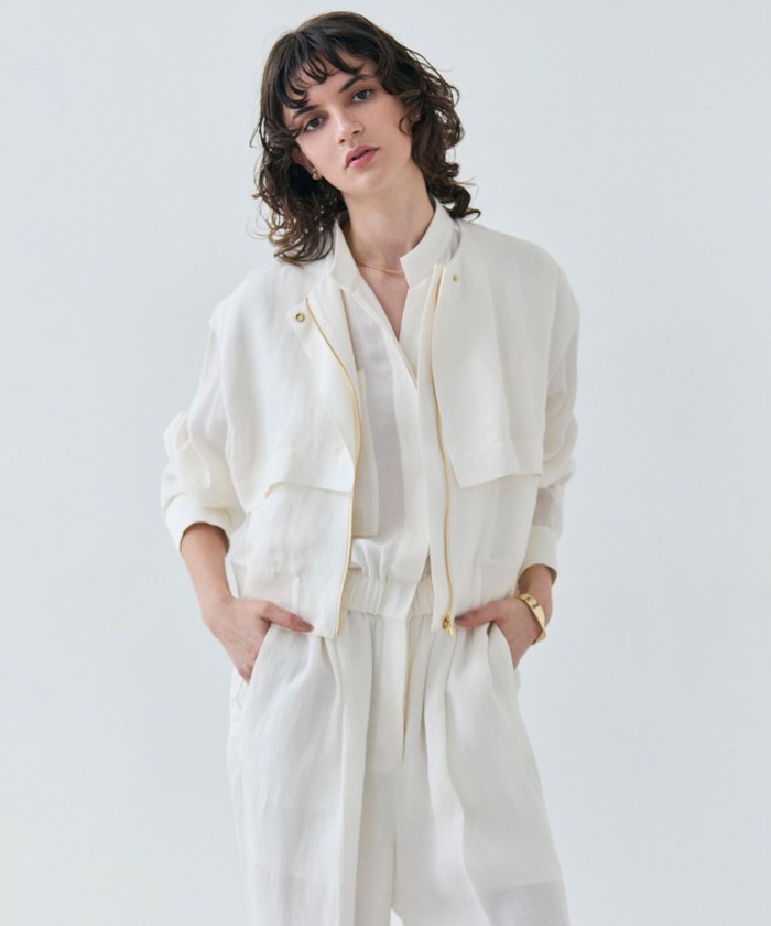 BEIGE 【洗える】BERNARD / リネンノーカラーラップブルゾン MERINGUE 4 BEIGE 【洗える】BERNARD / リネンノーカラーラップブルゾン MERINGUE 4