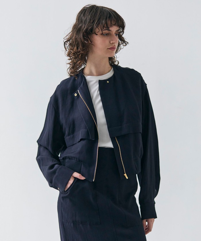 BEIGE 【洗える】BERNARD / リネンノーカラーラップブルゾン NAVY 4 BEIGE 【洗える】BERNARD / リネンノーカラーラップブルゾン NAVY 4