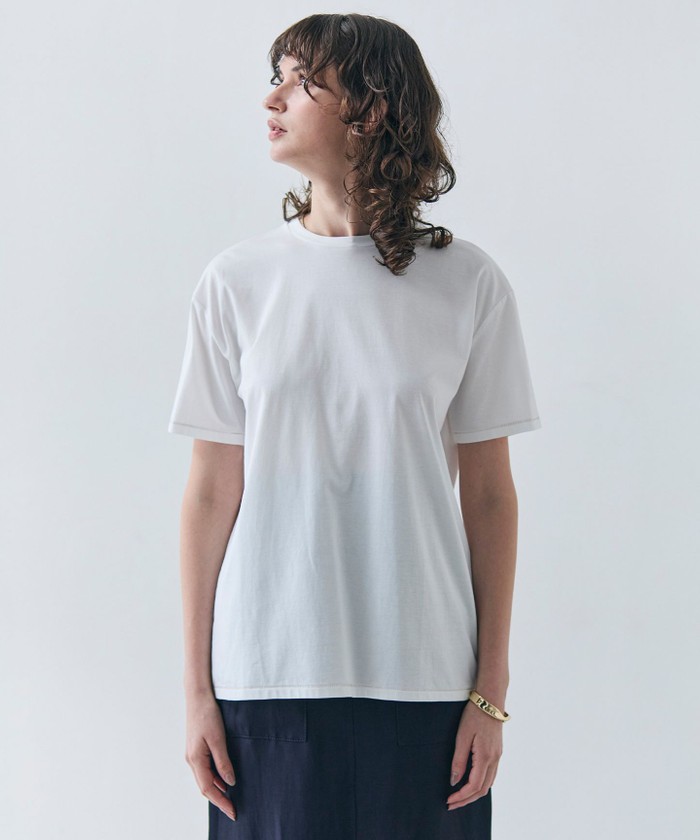BEIGE 【洗える】VERONICA / カラーステッチ半袖クルーネックTシャツ WHITE 4 BEIGE 【洗える】VERONICA / カラーステッチ半袖クルーネックTシャツ WHITE 4