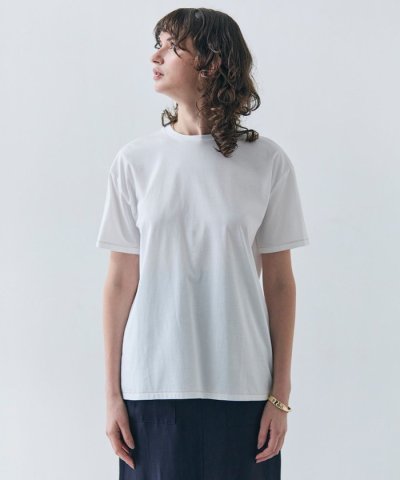 【洗える】VERONICA / カラーステッチ半袖クルーネックＴシャツ