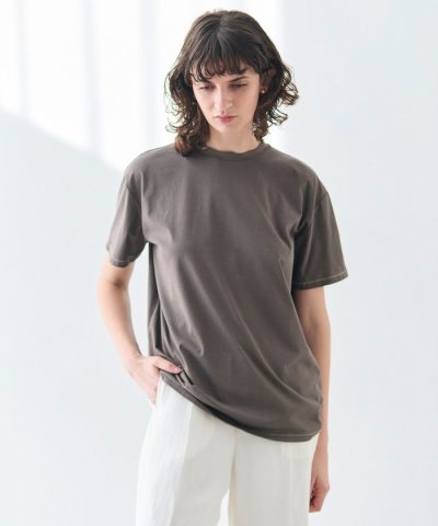 【洗える】VERONICA / カラーステッチ半袖クルーネックＴシャツ