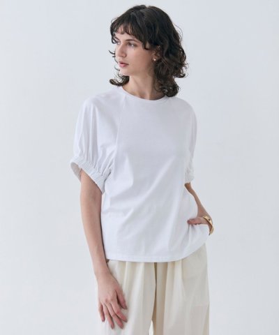 【洗える】STOCK / オーガニックコットン半袖ギャザートップス