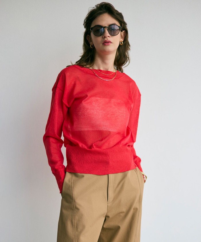 BEIGE 【洗える・Oggi 7月号掲載】LUPINUS / 前後2WAYシアーニットカー POPPYRED 4 BEIGE 【洗える・Oggi 7月号掲載】LUPINUS / 前後2WAYシアーニットカー POPPYRED 4