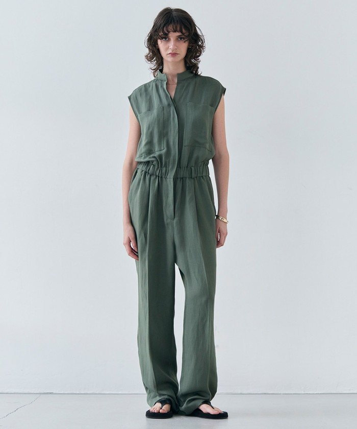 BEIGE 【洗える】BERNARD / リネンノースリーブオールインワン OLIVE 4 BEIGE 【洗える】BERNARD / リネンノースリーブオールインワン OLIVE 4
