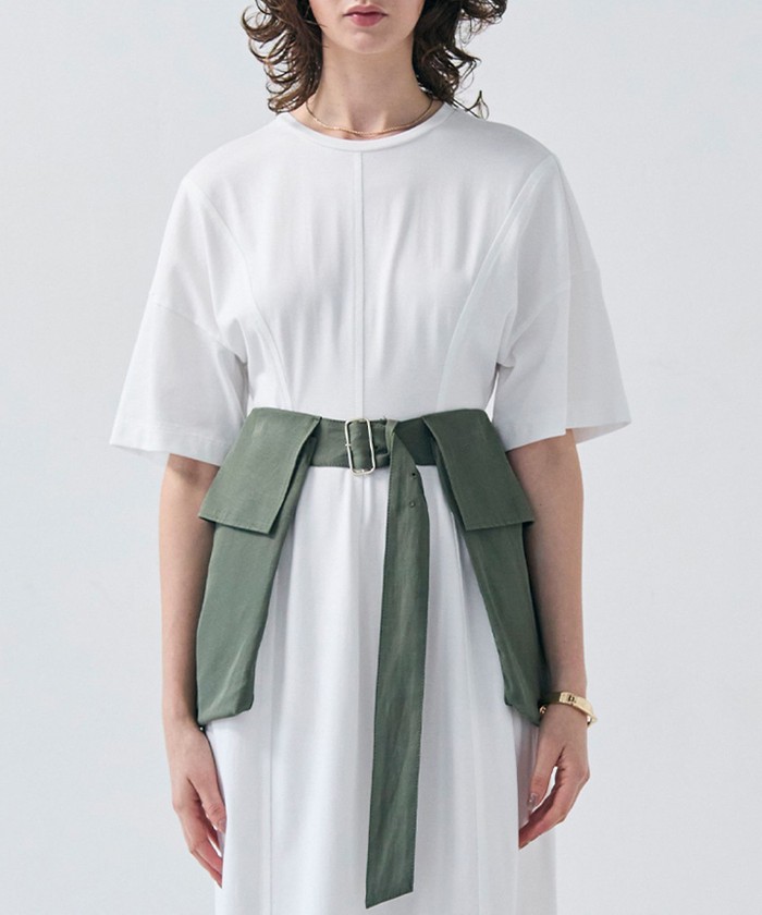 BEIGE 【洗える】BERNARD / リネンワイドポケット付きラップベルト OLIVE F BEIGE 【洗える】BERNARD / リネンワイドポケット付きラップベルト OLIVE F
