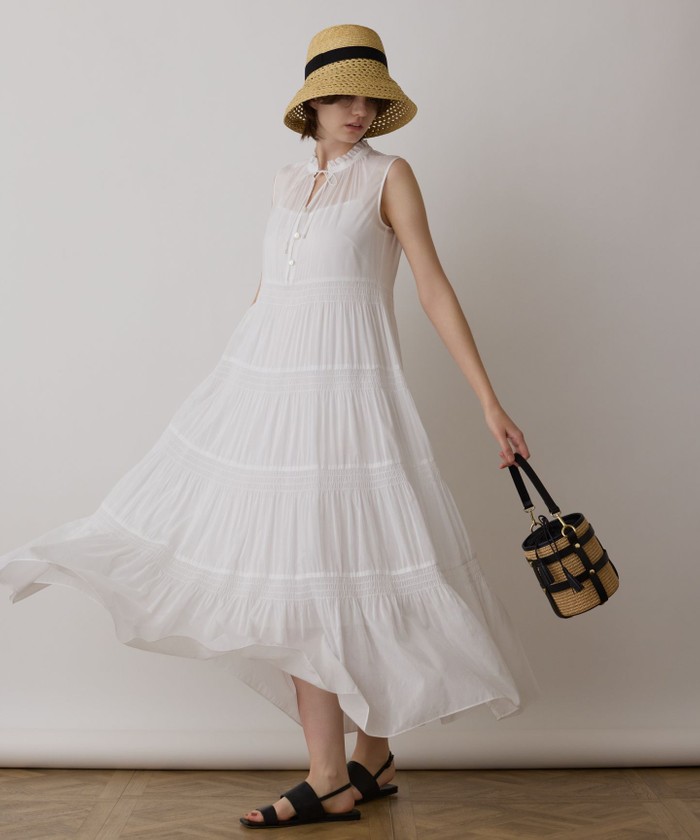 GRACECONTINENTAL ティアードマキシカフタンワンピース ホワイト 36 GRACECONTINENTAL ティアードマキシカフタンワンピース ホワイト 36