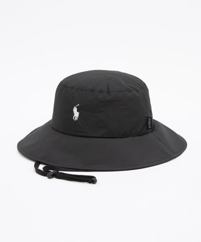 【遮光レインハット】晴雨兼用帽子 ポロポニー ワンポイント 無地 あご紐付き ユ