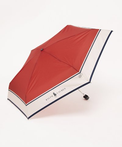 5段折りたたみ傘 テープロゴ×無地 コンパクト ポロポニー 雨傘 レディース