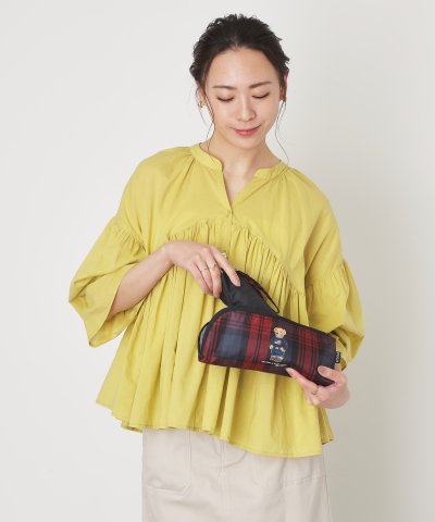 【WEB限定 ケース入り】 折りたたみ雨傘 ポロベア チェックパイピング 無地