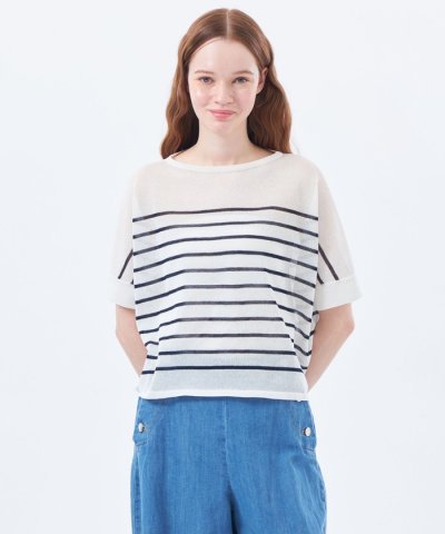 シアーボーダーワイドニット