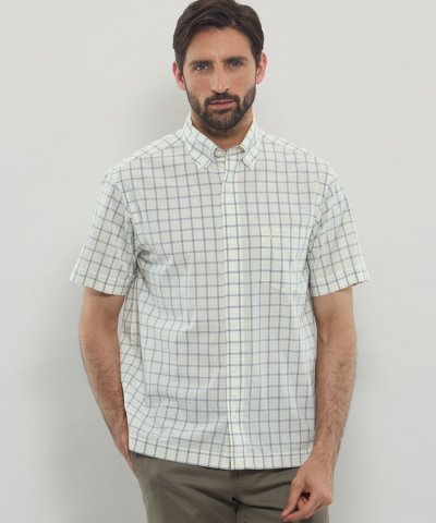 シアサッカーギンガム 半袖ボタンダウンシャツ