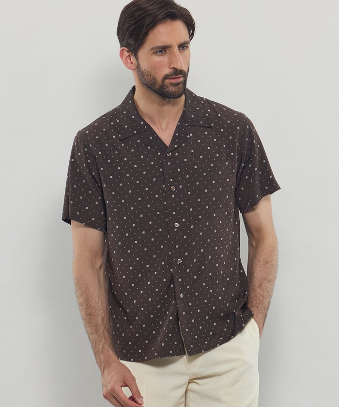 小紋プリントオープンカラーシャツ(508070030)｜HANKYU MEN'S / 阪急メンズ