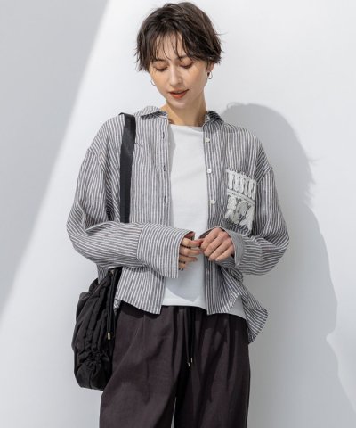 【洗える】LIBECO クロップド シャツ